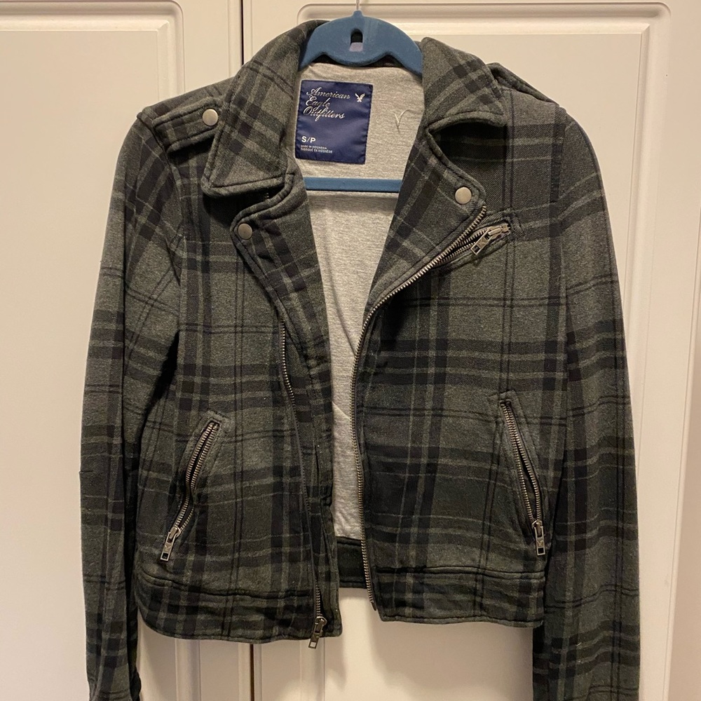 American Eagle Plaid Moto jacket size Small